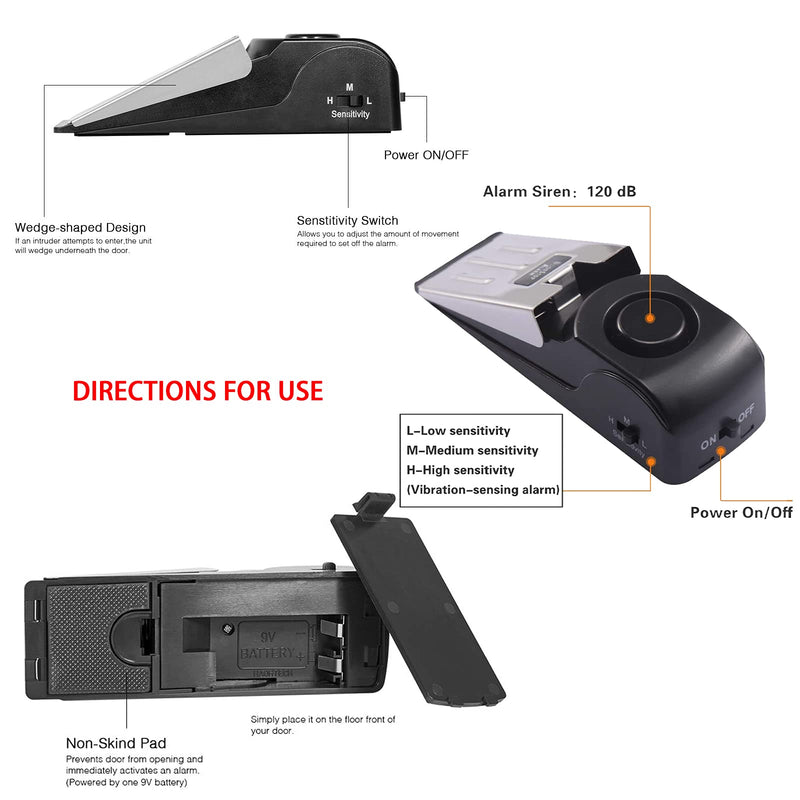 HNHMT Upgraded Portable Door Lock & Door Stop Alarm, Dual Protection Security Door Kit,Door Security Devices Pocket Self Defensey Tools,for Traveling Hotel Home Apartment College House(2 Pack) - NewNest Australia