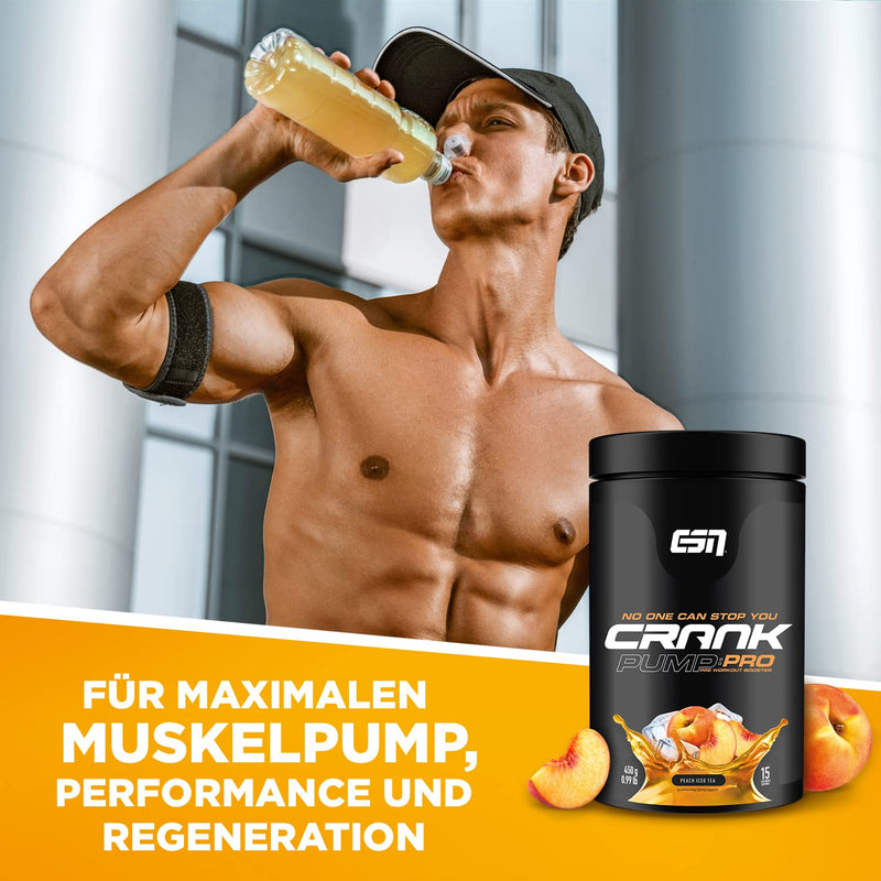 ESN CRANK PUMP PRO, 450g Peach Iced Tea, Pre Workout Booster - NewNest Australia