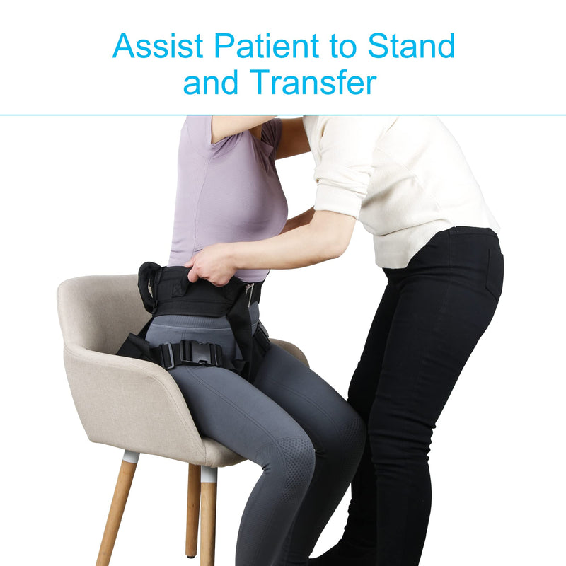 REAQER Gait Belt with Leg Loops Transfer Belt with Handles Metal Buckle Medical Nursing for Seniors, Handicap and Doctors Caretaker Physical Therapists Waist Size(30”-43”) - NewNest Australia