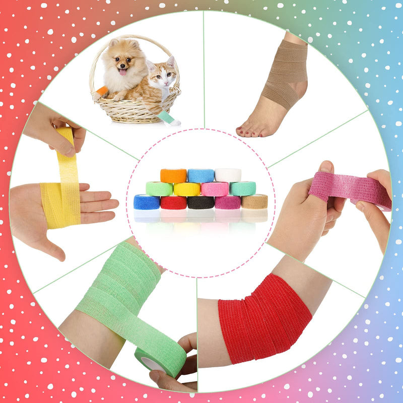 Tonyg-P Self-Adhesive Bandage Elastic Cohesive Bandage Animal Bandage Self-Adhesive Bandage For Stretch Athletes Sports Wrist Ankle (2.5 Cm X 4.5 M) 12 Rolls - NewNest Australia
