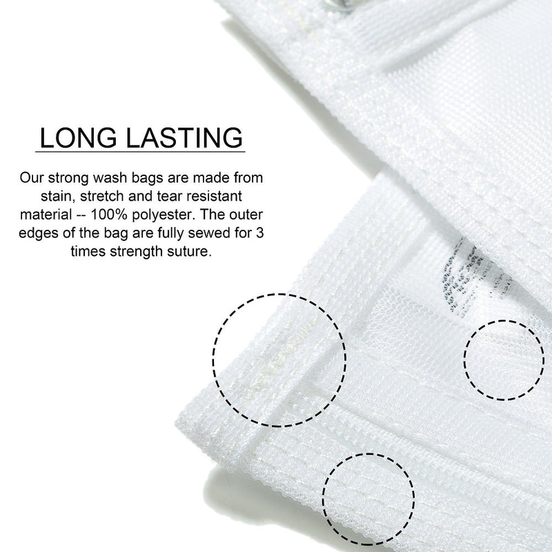 NewNest Australia - TENRAI 3 Pack (3 Medium) Delicates Laundry Bags, Bra Fine Mesh Wash Bag, Use YKK Zipper, Have Hanger Loops, Zippered, Protect Best Clothes in The Washer (White) 