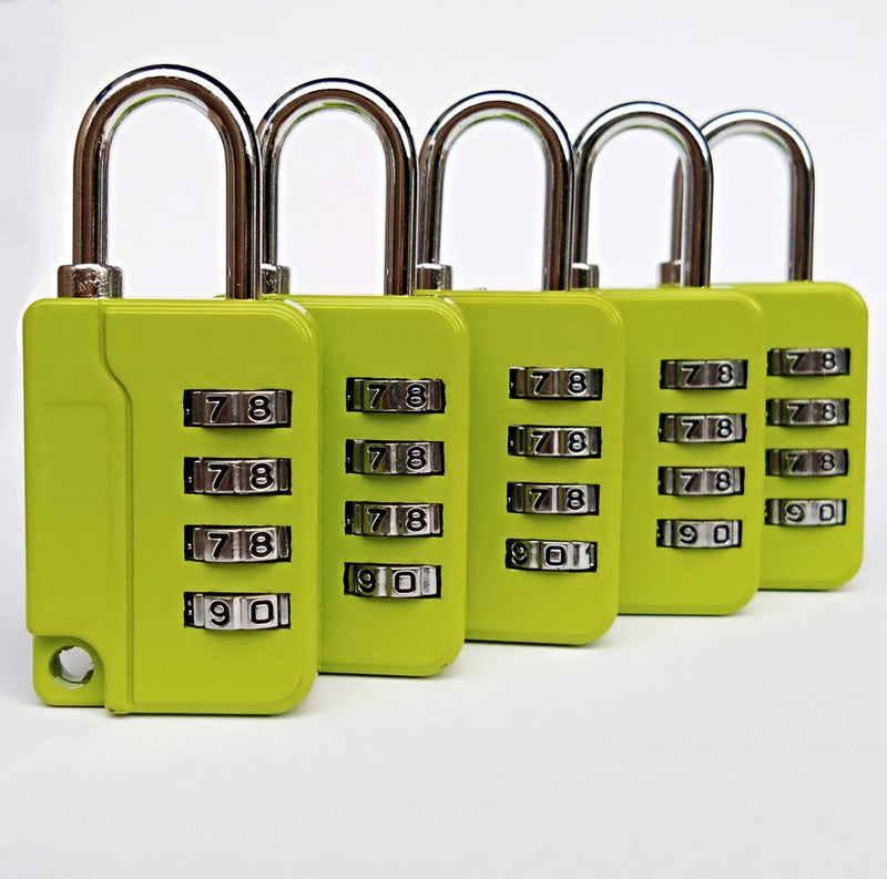 ZPLIUST - 4 Digit Combinations Padlock The Safe Cipher Lock, for Gym Outdoor & School Employee Locker, Toolbox, Fence, Hasp Cabinet, Resettable Combo Locks (Green 5 Pack) Green 5 Pack - NewNest Australia