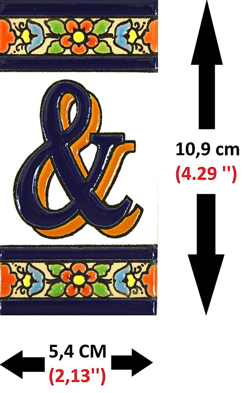 NewNest Australia - House letters 4 inch. Handpainted house letter tiles for signs, addresses and names. Address numbers for houses. House address numbers and letters. Design FLORES MEDIANO 4,29" x 2,13" ("&" SYMBOL) "&" Symbol 