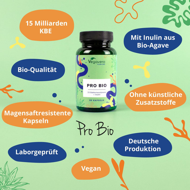 CULTURES Complex Vegavero® | 100% ORGANIC | 15 bacterial strains with inulin | Lactobacillus & Bifidobacterium | 60 gastro-resistant capsules | Laboratory tested | Vegan - NewNest Australia