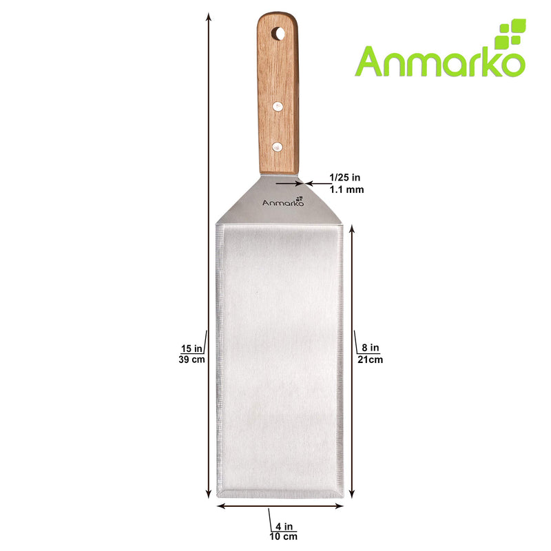 NewNest Australia - Stainless Steel Metal Griddle 4 x 8 inch Spatula - Spatula Hamburger Turner Scraper - Pancake Flipper - Great for BBQ Grill and Flat Top Griddle - Commercial Grade 