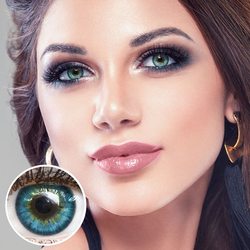 Glamlens Blue Colored Contact Lenses Fresh Blue Very Strong Opaque Silicone Comfort Novelty + Container ‚ 1 Pair (2 Pieces) ‚ Dia 14.50 ‚ No Prescription 0.00 Dioptres - NewNest Australia