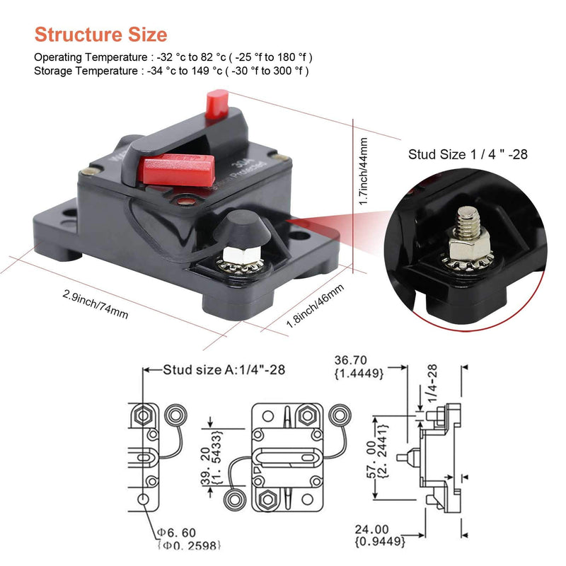 Erayco 100 Amp Circuit Breaker with Manual Reset for Car Marine Trolling Motors Boat ATV Manual Power Protect for Audio System Fuse, 12V-48VDC, Waterproof (100A) 100A - NewNest Australia