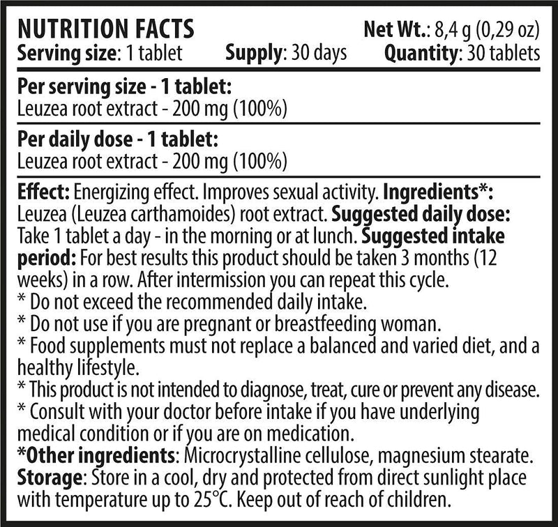 Leuzea Carthamoides | 30 Tablets x 200mg (30 Days Supply) | Natural Herbal Extract | Strong Immune System | Muscle Mass & Strength Gain | ECDYSTERONE by Cvetita Herbal x1 - NewNest Australia