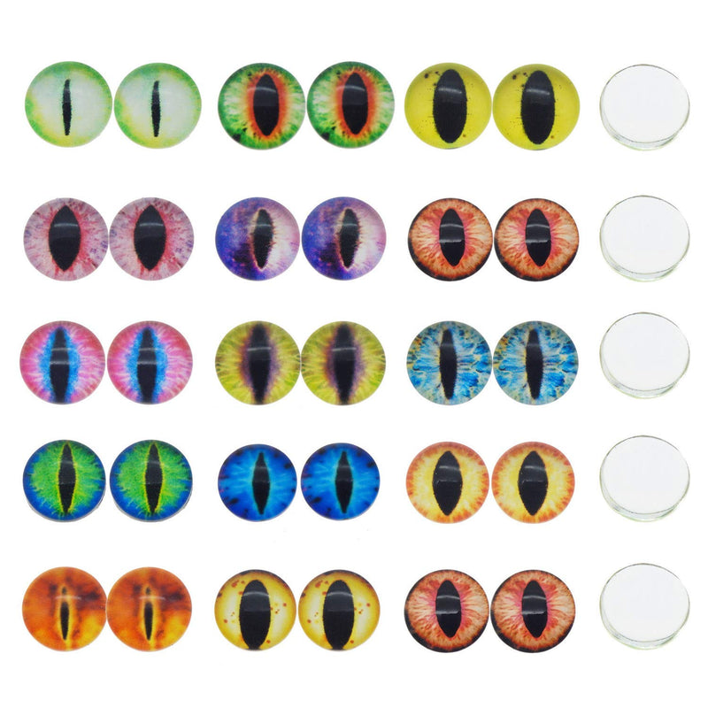 JJG 100PCS 6mm Dragon Eyes Round Glass Cabochon Flatback Jewelry Findings Horse Eyes Cat Eyes Doll Eye Dome Cameo Pendant Settings in Pairs - NewNest Australia