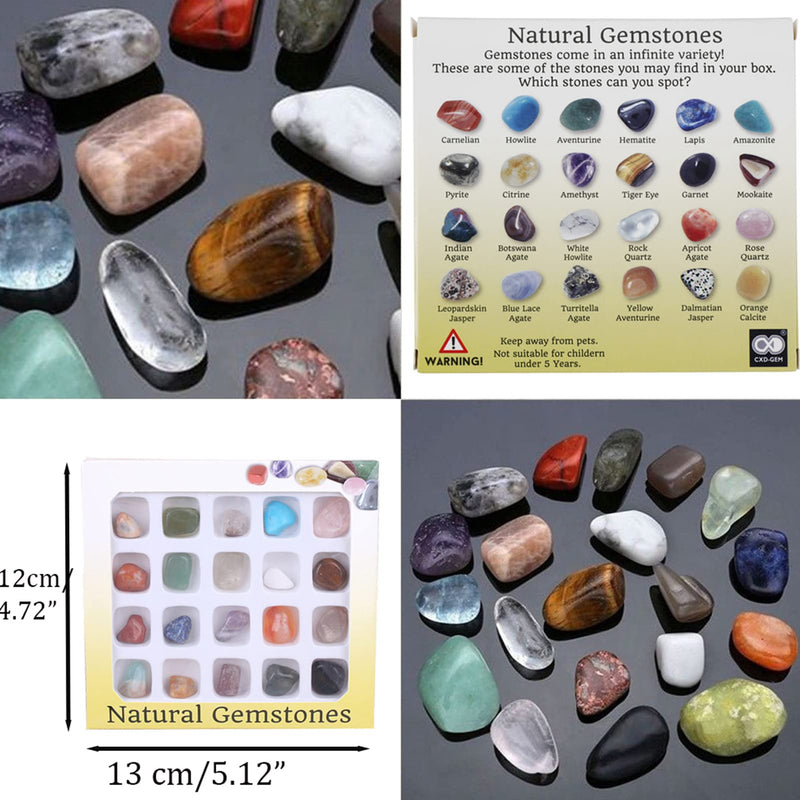 Crystal Sets for Beginners, Rock Mineral And Fossil Kit, Mineral Rock Variety Tumbled Rough Gemstone Meteorite Fragment Healing Energy Crystal Collection Box (20pcs Tumbled Mini Stones) - NewNest Australia