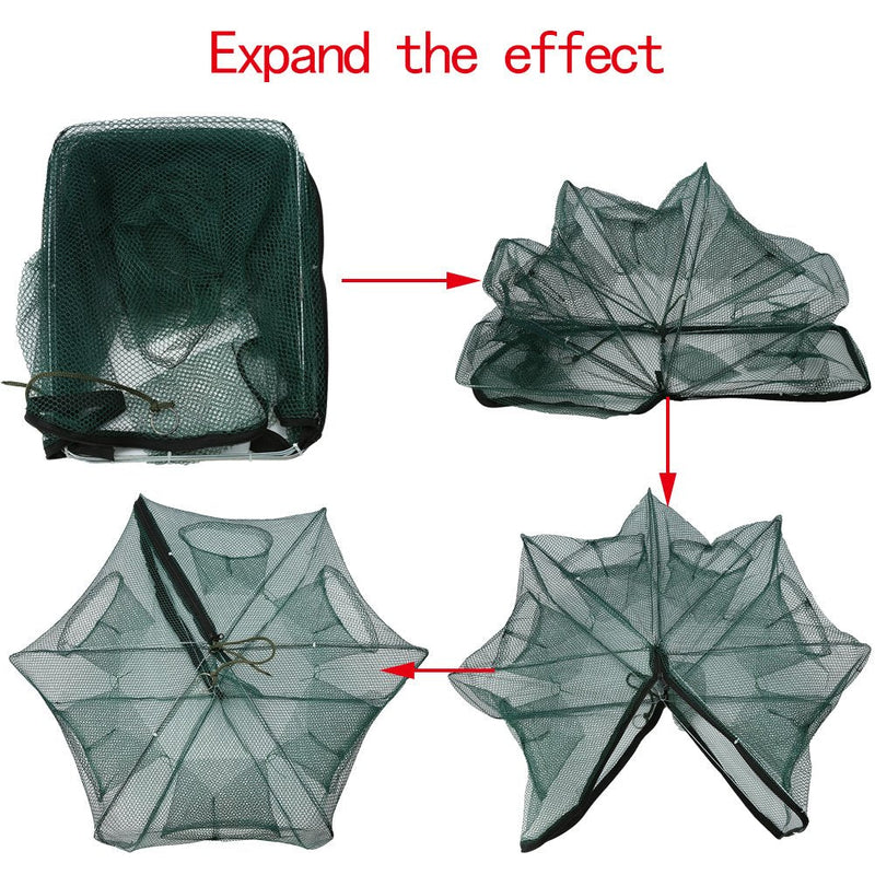 VGEBY1 Fishing Pot, 6/12 Holes Fishing Trap Bag Automatic Fishing Net Shrimp Cage Nylon Foldable Crab Fish Trap Cast 6 Holes - NewNest Australia