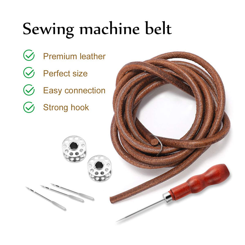 Magicfour Sewing Machine Belt, 71" 3/16" Sewing Machine Leather Belts Sewing Machine Treadle Belts with Hook for Singer/Jones Sewing Machine (2 Pcs with Accessories) 2 Pcs with Accessories - NewNest Australia