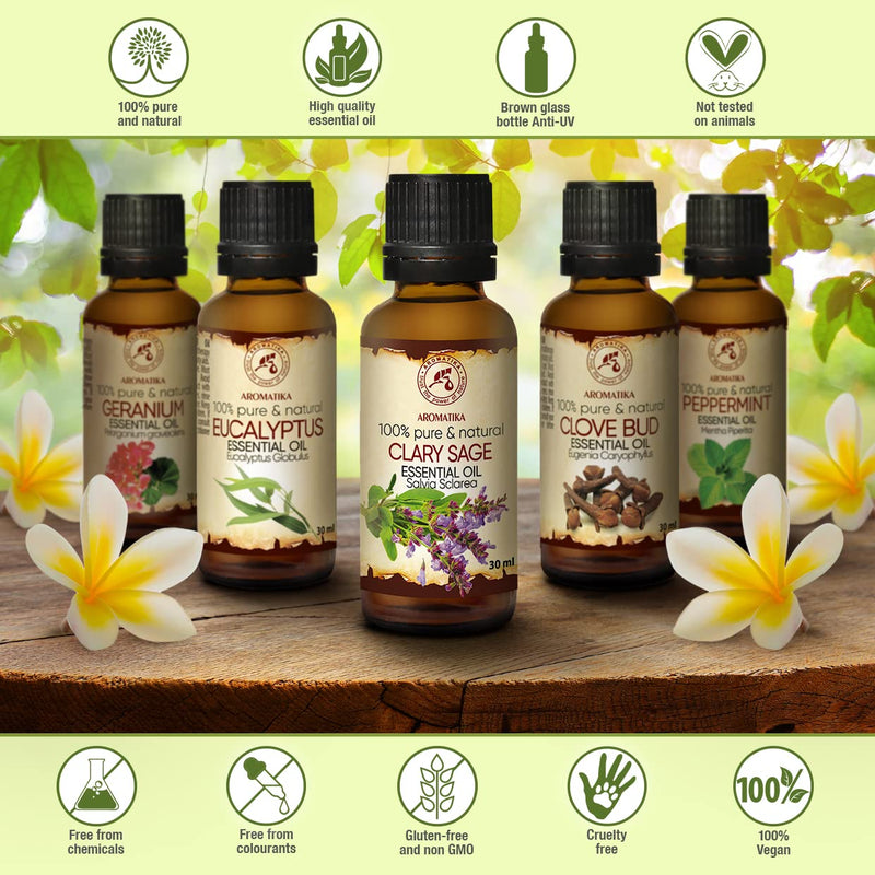 Clary Sage Essential Oil - 30 Ml - Salvia Sclarea - Clary Sage Oil - Aromatherapy Oil For Diffusers And Oil Lamps - Fragrance Oils For Soap Making And Candles - Care Oils For Skin & Hair - NewNest Australia