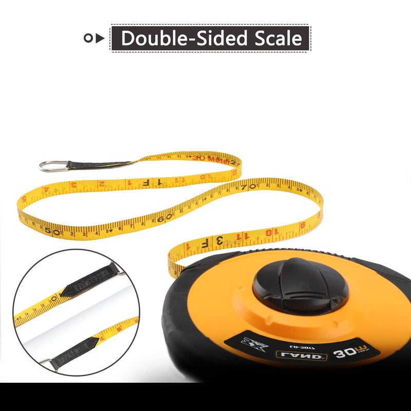 LAND Long Fiberglass Tape Measure -100FT/30M by 1/2-Inch,Inch/Metric Scale,Light and Convenient (100FT) 100FT - NewNest Australia