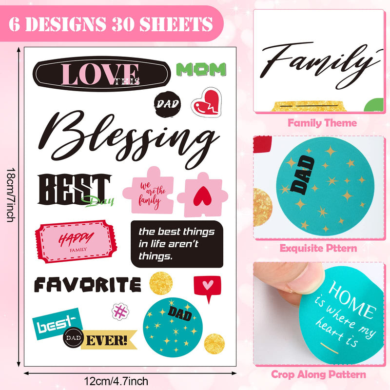 30 Sheet Family Friend Theme Scrapbooking Sticker Decals 500 Pieces Waterproof Vinyl Happy Family Friend Memories Sticker Decor for Family Album Scrapbooking Embellishment Art Project (Family Theme) Family Theme - NewNest Australia