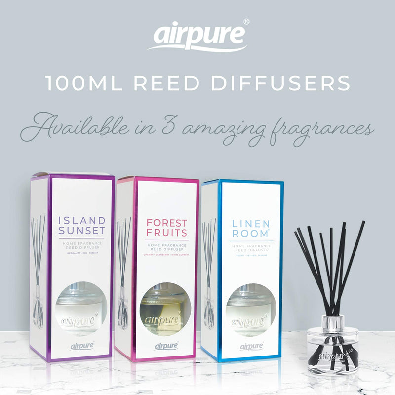 AIRPURE Reed Diffuser, 100ml Oil Set with Sticks, 8X Black Reeds, Continuous Room Scent, Diffusers for Home Use in Living Room, Kitchen or As Bathroom Freshener - Linen Room Fragrance - NewNest Australia