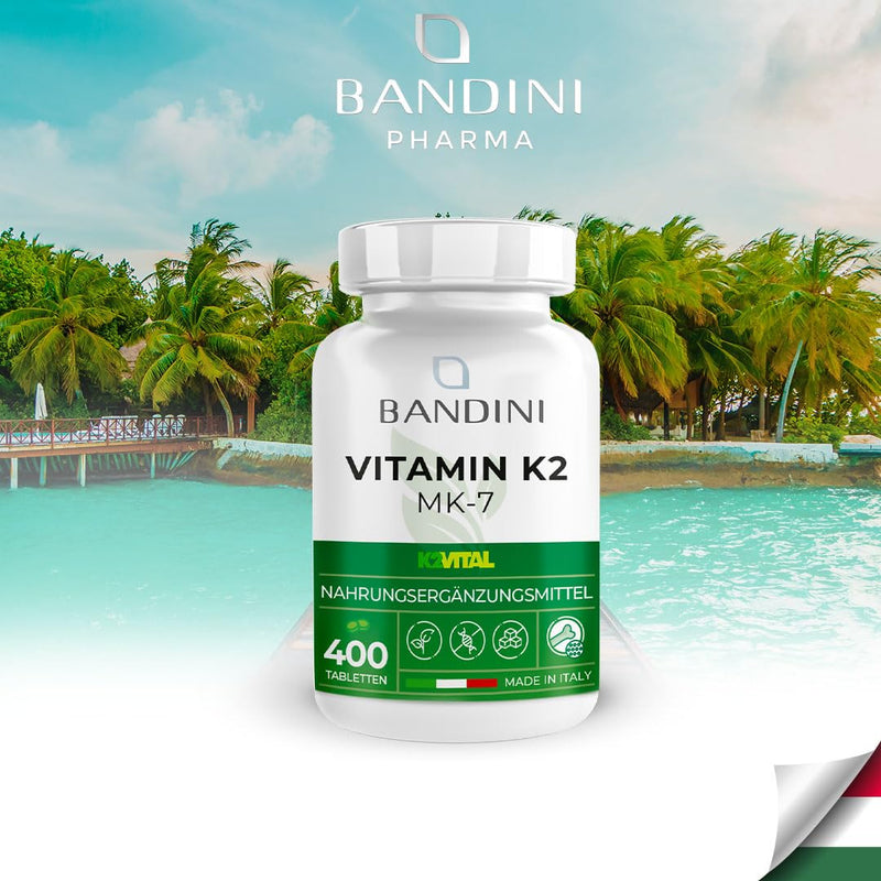 Bandini® Vitamin K2 MK-7 200µg | 400 tablets | K2VITAL® pure menaquinone 7 - premium all-trans content >99.7% | Laboratory tested, high dosage, 100% vegan, GMO-free, no additives - NewNest Australia