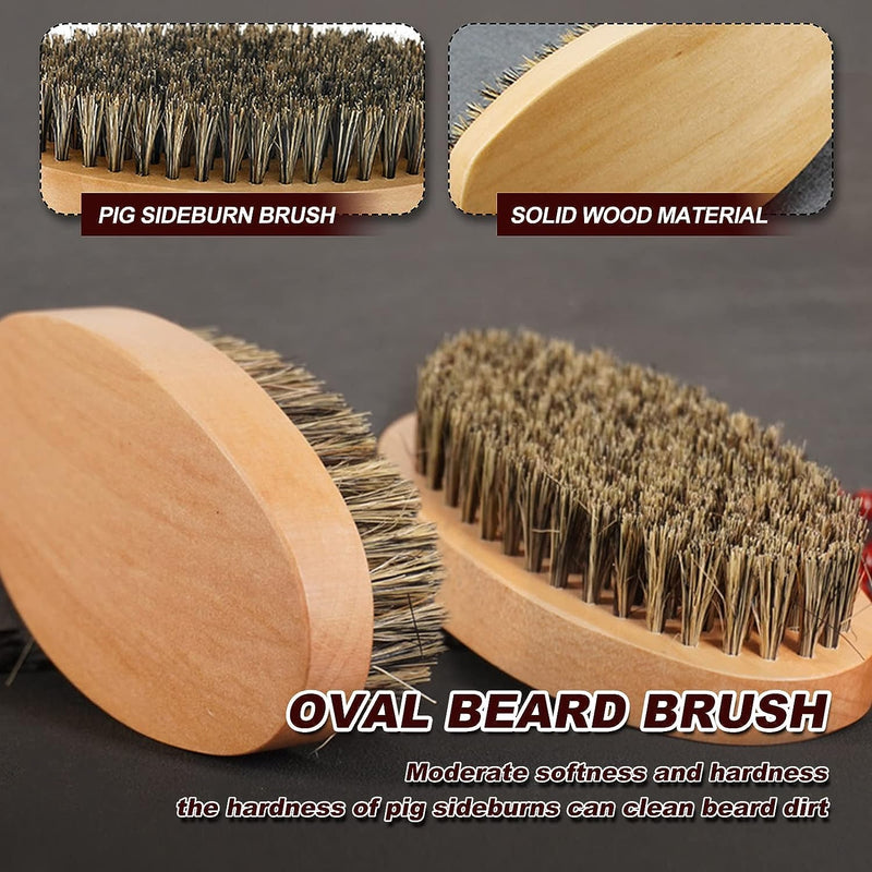 Beard Brush for Men Boar Bristle Hair Brush beard brush men Wooden comb Travel Daily Beard Care with Storage Bag For Softer Beard - NewNest Australia