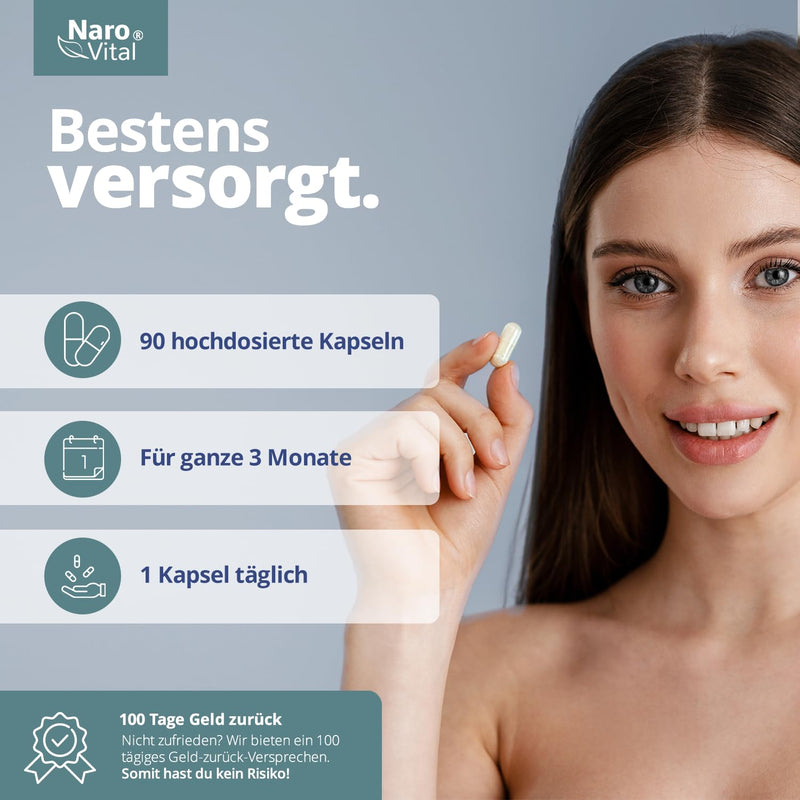 Hyaluronic Plus Hyaluronic Acid Capsules, Anti-Ageing And Joints Treatment, High Dosage 500 Mg Per Capsule, Pack Of 90 Capsules, 500-700 Kda, Vitamin B2, Zinc, Selenium And Vitamin C, 3-Month Supply, Vegan - NewNest Australia