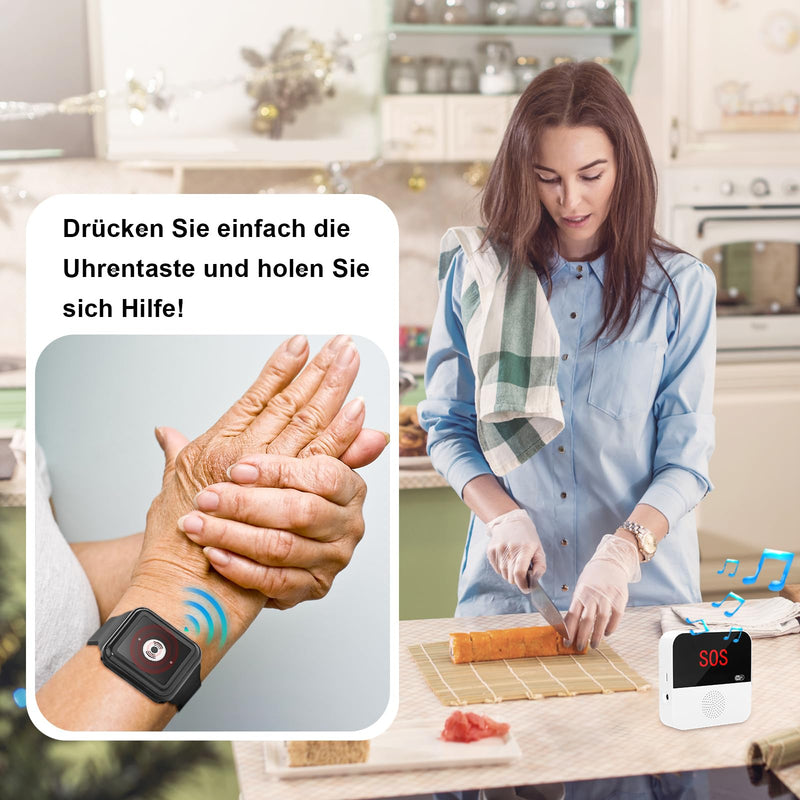 Chunhee Wifi Emergency Call Button For Seniors Emergency Bracelet Emergency Alert System For Seniors Patients Disabled Elderly 1 Emergency Call Button 1 Emergency Call Bracelet 1 Receiver (Only Supports 2.4Ghz Wi-Fi) - NewNest Australia