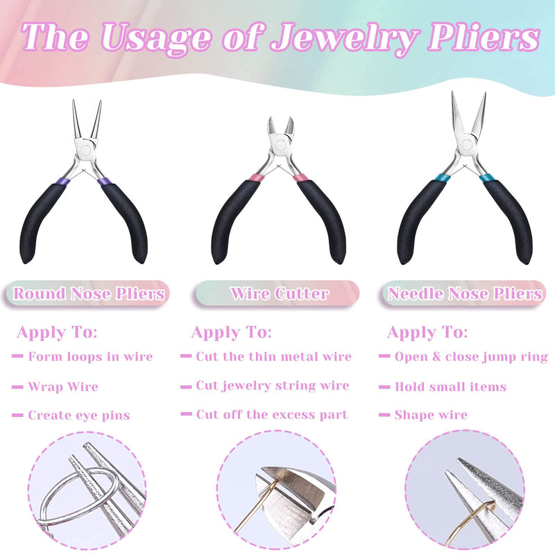 Jewelry Pliers Set, Paxcoo 3Pcs Jewelry Making Pliers Tools Kit includes Needle Nose Pliers, Round Nose Pliers, Wire Cutters for Jewelry Making Supplies, Wire Wrapping, DIY Crafts, Beading Upgrade style - NewNest Australia