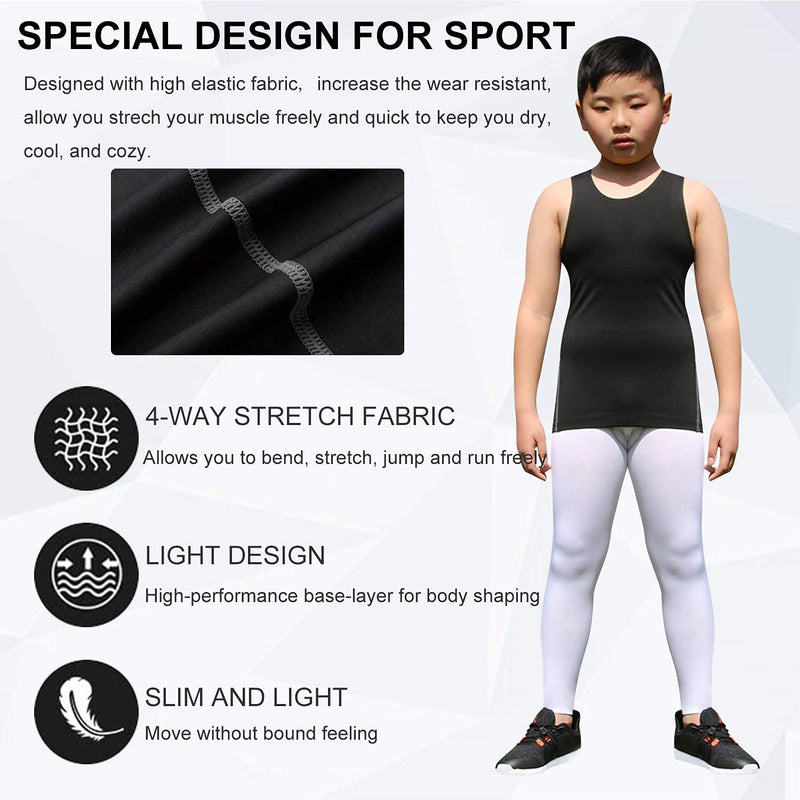 Youth Boys Girls Compression Tank Tops Athletic Sleeveless Shirt Undershirts Workout Base Layer Vest 3 Pack-black*3 12 - NewNest Australia