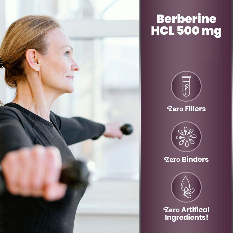 Premium Berberine HCl 500mg - 120 Capsules - Cardiovascular Gastrointestinal Immune Support - Chromium Cinnamon 120 Count (Pack of 1) - NewNest Australia
