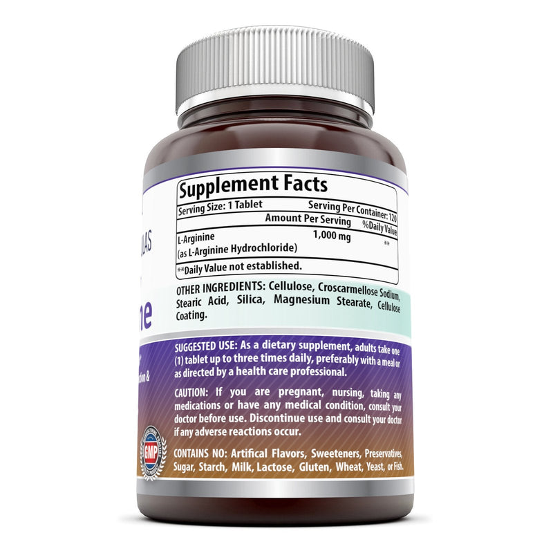 Amazing Nutrition L-Arginine 1000mg Supplement - Best Amino Acid Arginine HCL Supplements for Women & Man - Promotes Circulation and Supports Cardiovascular Health - Tablets (Non-GMO,Gluten Free) (120 Count) 120 Count (Pack of 1) - NewNest Australia