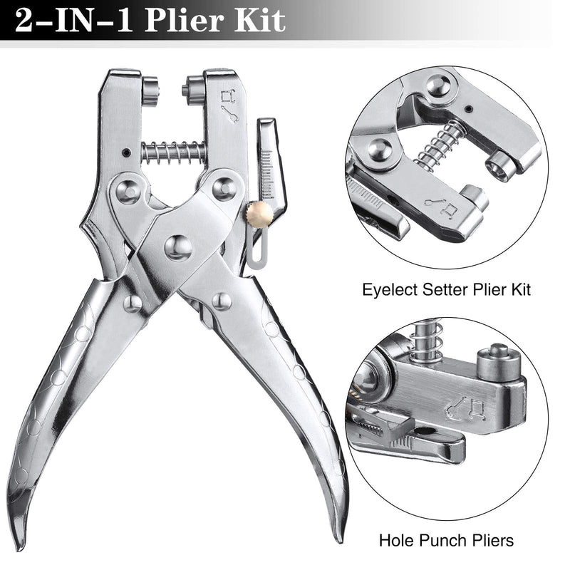 Grommet Eyelet Pliers 3/16 Inch Eyelet Hole Punch Pliers with 200 Piece Metal Eyelets Easy Press Hollow Grommet Portable Handheld Grommet Eyelet Setting Tools for Card Paper Canvas (Silver) Silver - NewNest Australia