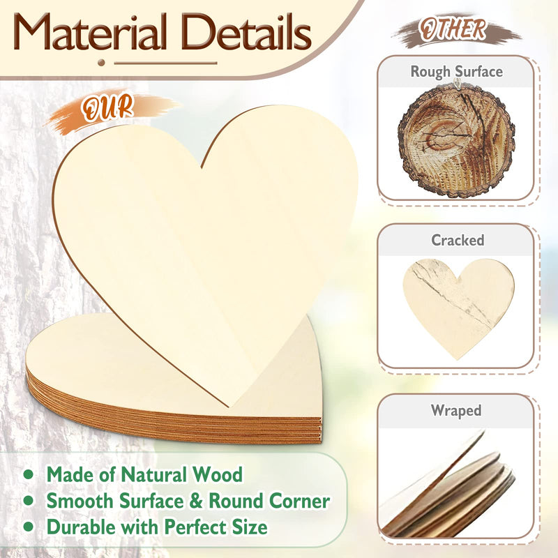 Wooden Hearts for Crafts, 10 Pack 12 Inch Blank Wood Slices for Crafts Valentine's Unfinished Wood Ornaments Heart Cutout, Blank Wooden Signs Paint for Wooden Crafts - NewNest Australia