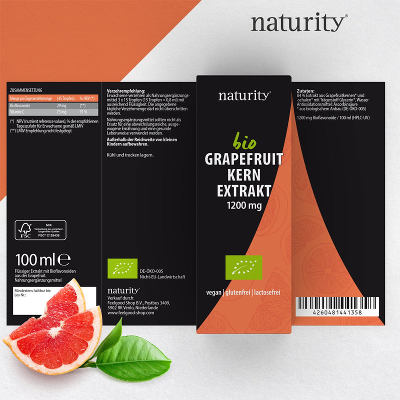 NATURITY organic grapefruit seed extract, 1200 mg bioflavonoids/100 ml, certified organic quality, vegan and made in Germany, easy and clean to use 100 ml (pack of 1) - NewNest Australia