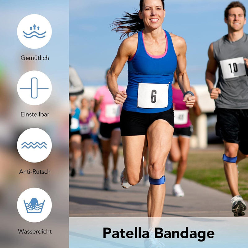 Agptek 2 X Patella Tendon Bandage, Patella Knee Support With Silica Gel, Adjustable Patella Strap For Women And Men For Jogging, Running, Walking, Basketball Etc. Sports, Blue - NewNest Australia