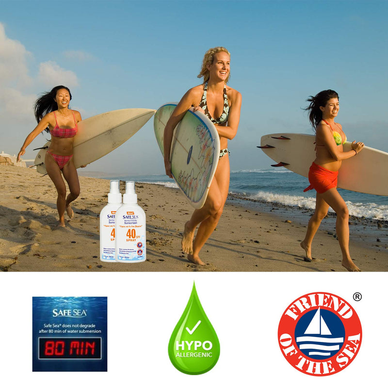 Safe Sea Sunscreen with SPF40 Spray. Eco-friendly Sunscreen. (40SPF Adults 4OZ) 2 Pack (2-pack) 2-pack - NewNest Australia