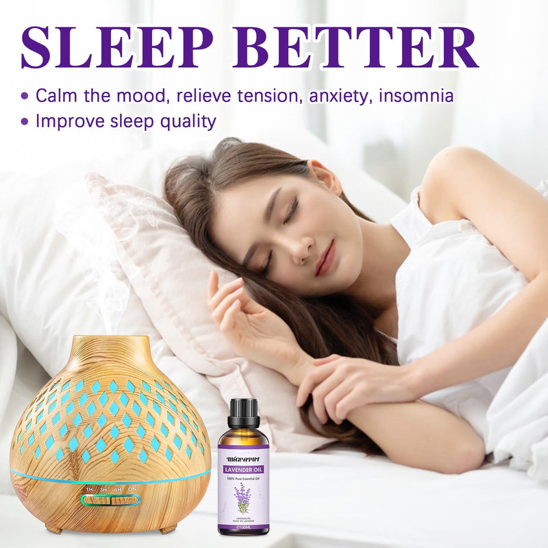 Migcaput Essential Oils Lavender Oil 100 Ml, 100% Pure Natural Essential Oils, Premium Quality Aromatherapy Essential Oil, Fragrance Oils For Diffuser, Humidifier, Relaxing, Massage, Bath - NewNest Australia