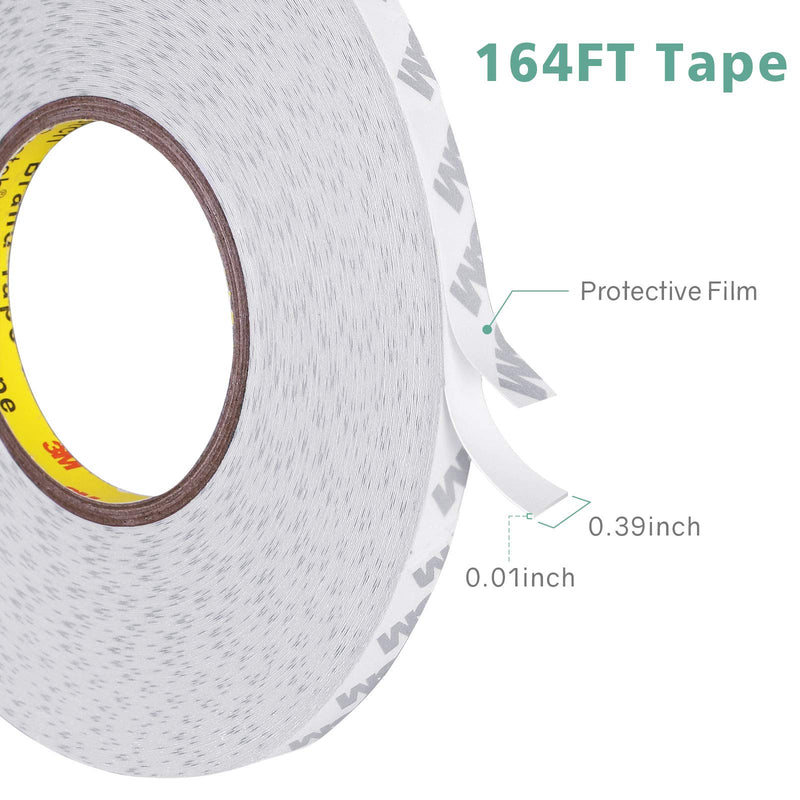 Double Sided Tape, 164FT Length, 0.39 Inch Width Thin Waterproof Mounting Tape, Easy Peel Off Two Sided Tape Foam Tape for Led Strip Lights, Car, Home, Office Decor, Made of 3M Tape - NewNest Australia
