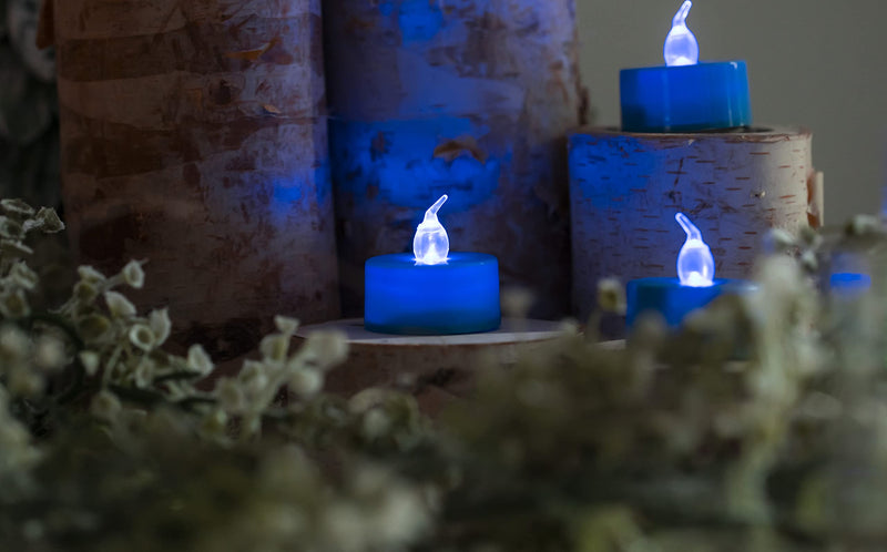 LANKER 24 Pack LED Tea Lights Candles – Flickering Flameless Tealight Candle – Long Lasting Battery Operated Fake Candles – Decoration for Wedding, Halloween and Christmas (Blue - 24pcs) Blue - 24pcs - NewNest Australia