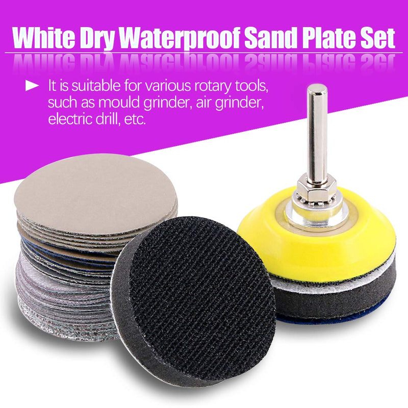 Swpeet 65Pcs 2 Inch High Performance Assorted Grit 60 320 800 2500 4000 7000 White Dry and Waterproof Hook Loop Sanding Discs with 2" Sanding Pad 1/4 inch Shank and Soft Foam-Backed Interface Buffer - NewNest Australia