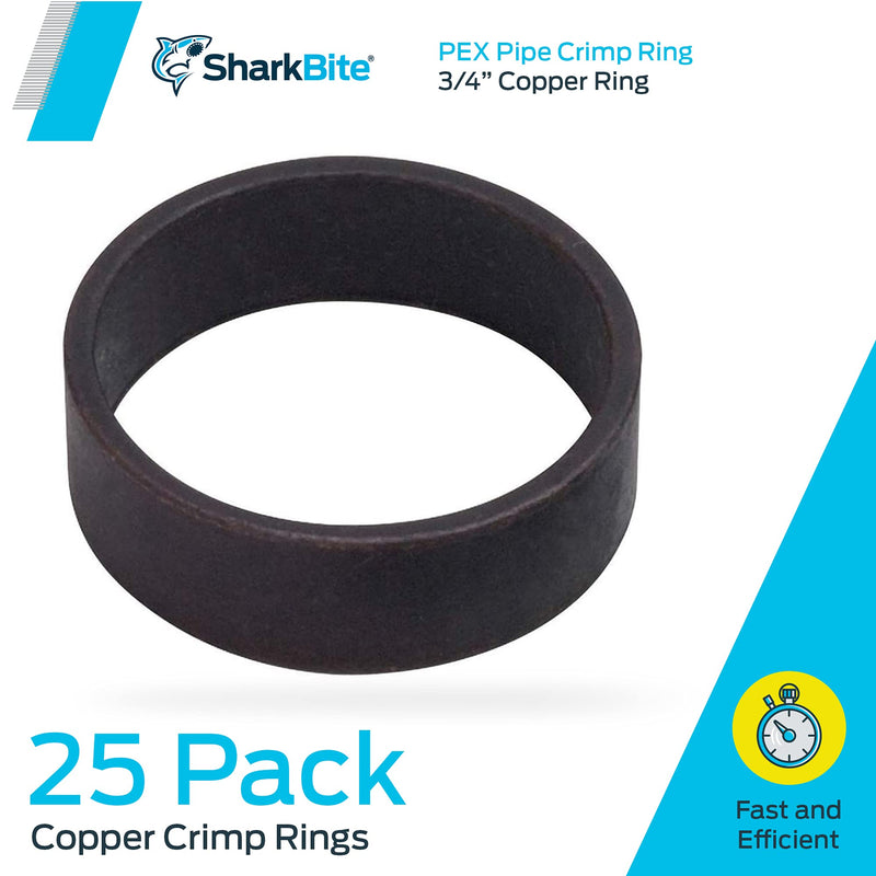SharkBite Available PEX Pipe Crimp Ring 3/4 Inch, Plumbing Fittings, Pack of 25, 23103CP25, 3/4-Inch, 25 - NewNest Australia