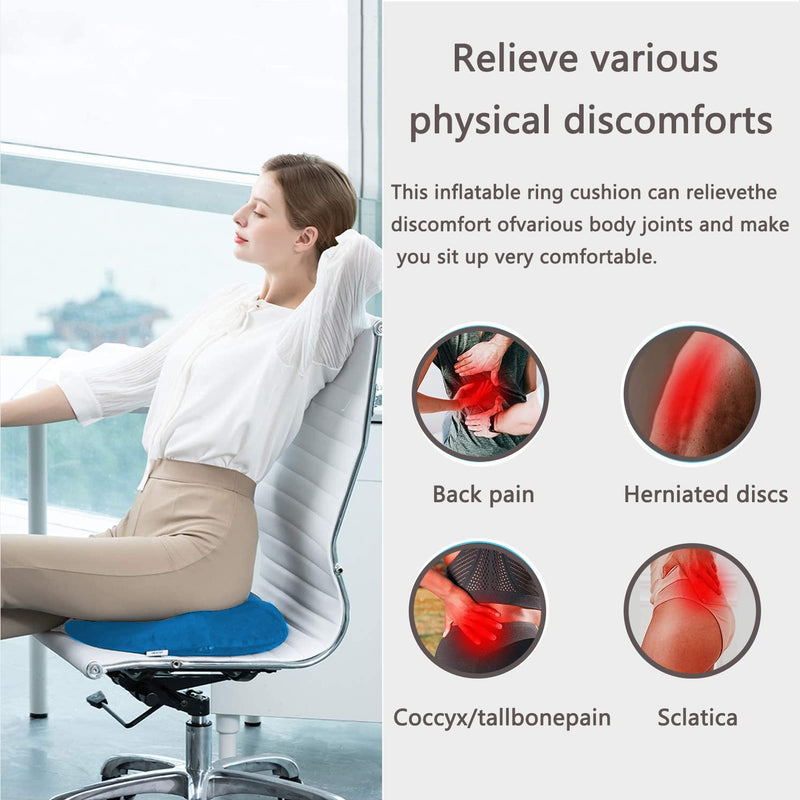 Jhy Hemorrhoid Seat Cushion, Inflatable Seat Cushion, Orthopedic Round Cushion, Soft Seat Ring With Pump For Inflammation, Hemorrhoids, Coccyx Pain, Cysts, Pregnancy, Birth (Blue) - NewNest Australia