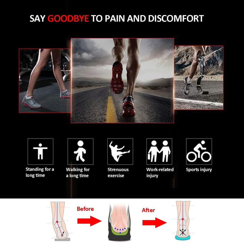 Rooruns Orthotic Insoles 3/4 Length, Plantar Fasciitis Insoles With Metatarsal Pads Heel Cushions For Men And Women, High Arched Support Shoe Insoles For Flat Feet, Overpronation, Running, L - NewNest Australia