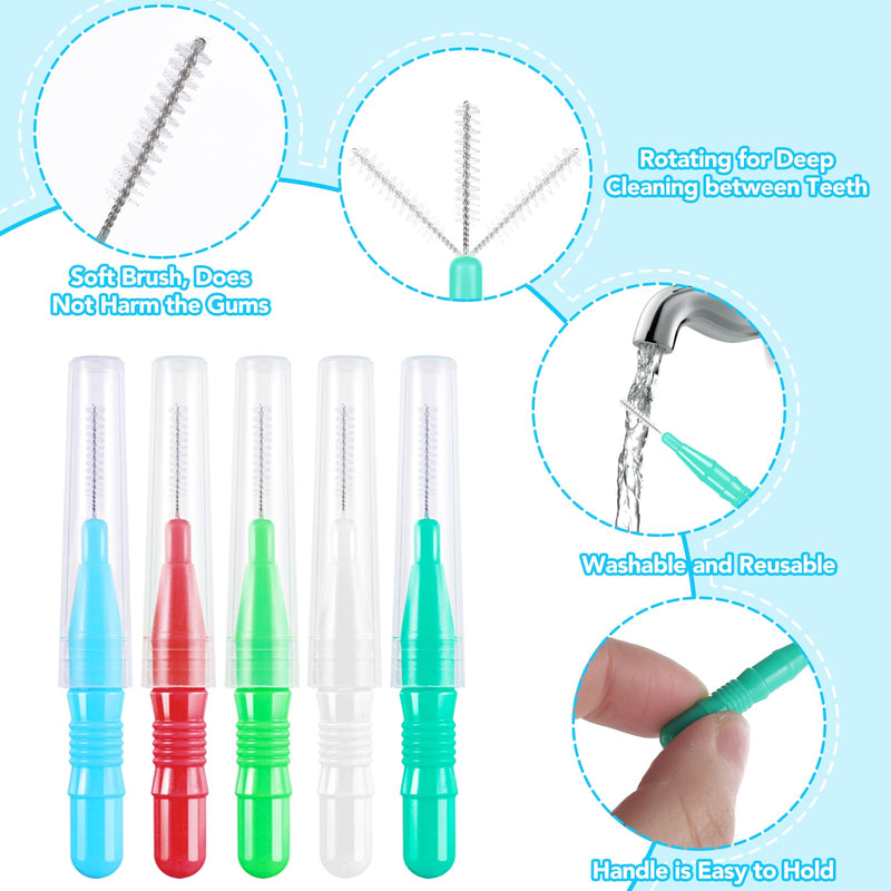 Pack of 50 interdental brushes, interdental brushes, tooth cleaning between spaces with cover, toothbrush between spaces for cleaning between maintaining oral health (5 colors) 50 - NewNest Australia
