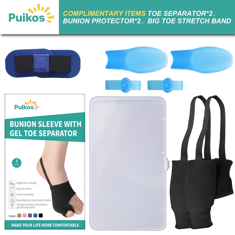 Puikos Hallux Valgus Toe Separator Toe Separator Set, 1 Pair Hallux Valgus Socks Bunion Corrector, 1 Big Toe Strap and 2 Toe Separators for Women Men (1 Toe/Large, Black) 1 Toe/Large - NewNest Australia