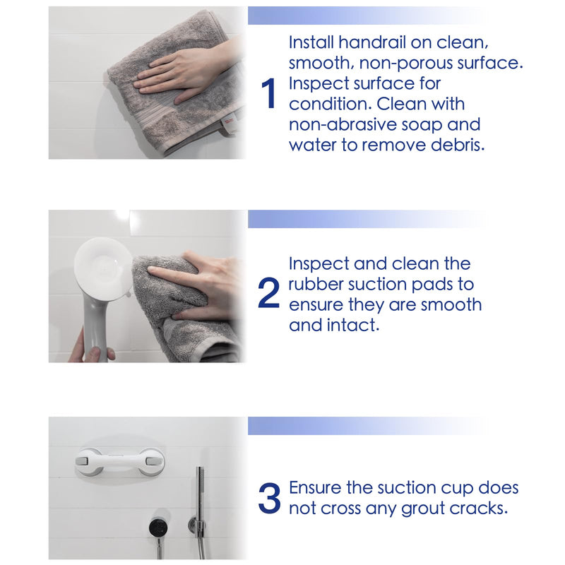 Newthinking Suction Bathroom Grab Rails, Hand Rail for Disabled, Portable Mobility Aids Safety Handle with Suction Cup Fitting, No Fixings Needed for Bathroom, Children and Disability Aids (1 Pack) 1 - NewNest Australia