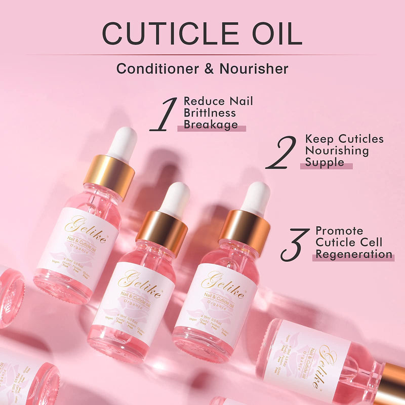 Gelike Nail Cuticle Oil Organic Vitamin E Vitamin B Essential Oil Soothe Moisturize Moisturising Dry Nails Cuticles Oils Treatment Pen Nail Care Repair Growth Oils 15ml/Bottle - NewNest Australia