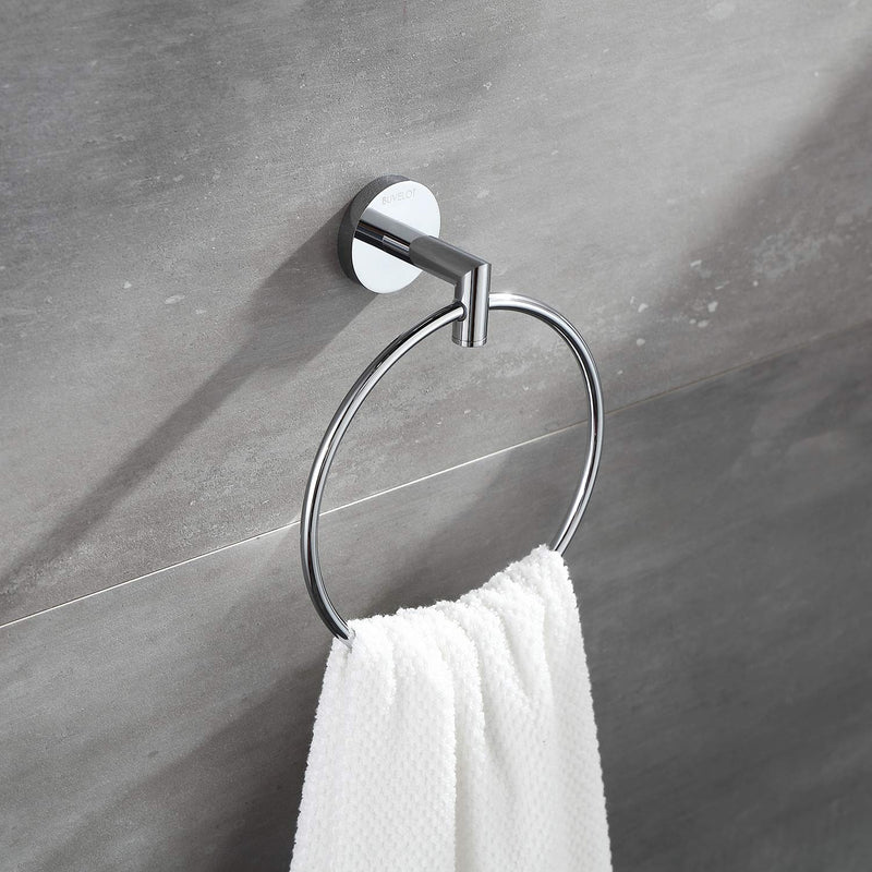 BUVELOT 077060-CR Leo Bathroom Brass Hand Towel Ring Modern Round,Chrome Chrome - NewNest Australia