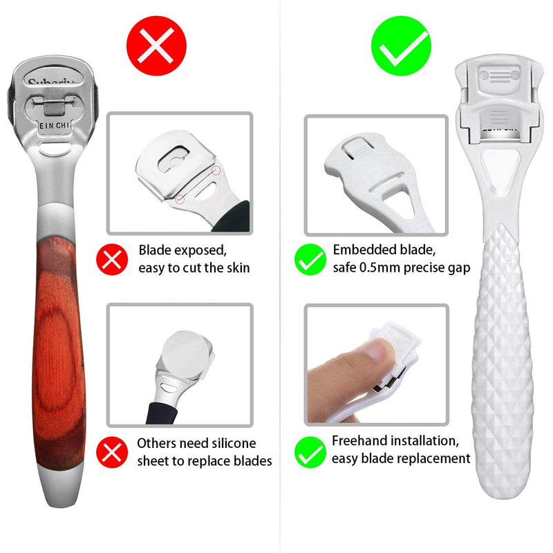 SIchy 2 PCs Foot File | Hard Dead Skin Remover | Cracked Heels Callus Pedicure Scrubber | Pedicure Callus Shaver Exfoliator Rasp Pedi File with 10 Replaceable Blade, Suitable for Wet and Dry Feet White - NewNest Australia