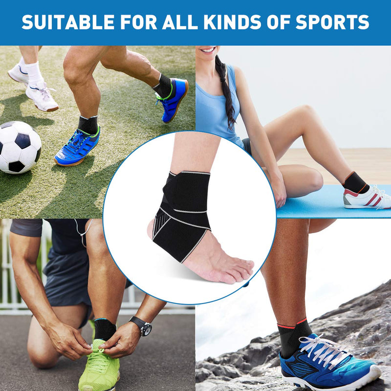 WASPO Ankle Support Brace 2 Pack - Adjustable Ankle Brace Wrap Strap for Sports Protect, Plantar Fasciitis Achilles tendonitis Ligament Damage Injury Recovery, One Size for Men Women Grey Grey-2pcs - NewNest Australia