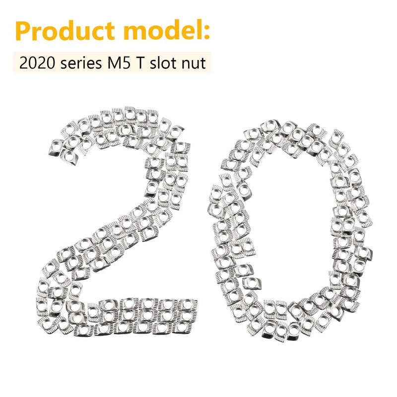 150 Pieces 2020 Series T Nuts T-Slot Nut Hammer Head Fastener -Plated Carbon Steel Sliding T Nuts for Aluminum Profile (M5) M5 - NewNest Australia