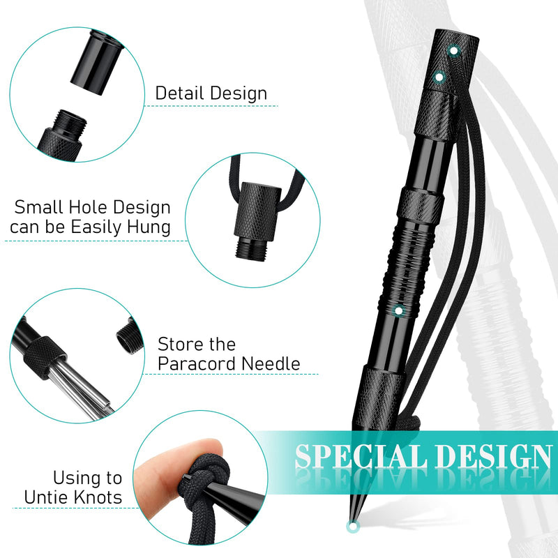 14 Pieces Paracord Tools Paracord FID Needle Set Paracord Stitching Set Stainless Steel Lacing Needles Smoothing Tool Knotter with Marlin Spike for Paracord Work Leather Weaving (Black) - NewNest Australia