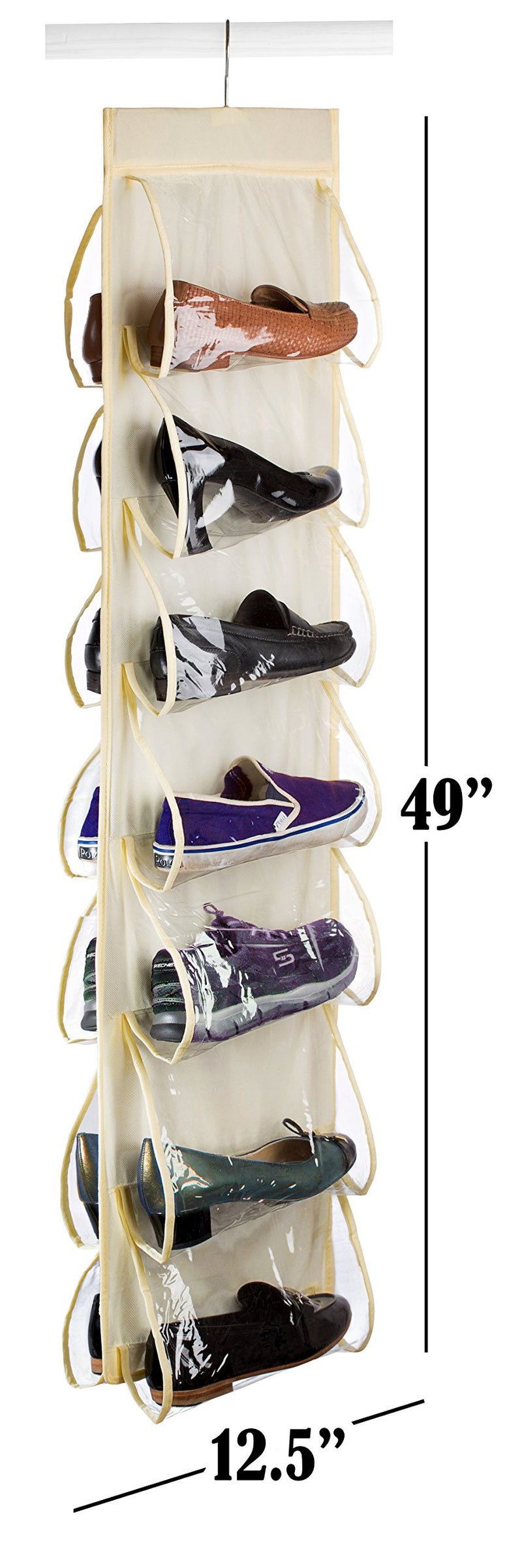 NewNest Australia - Hanging Shoe Organizer - 14 Pockets - The Clear Pockets Will Protect Your Shoes, Handbags or Purse and Enable You to Find Them Easily. Hang it in a Closet to Keep Your Closets Neat and Organized. 